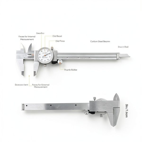 Dial Caliper HARDELL Carbon Steel 0 to 6 Inch Precision Measuring Tool-6